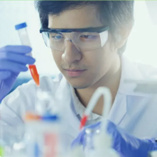 A laboratory technician testing a latex sample